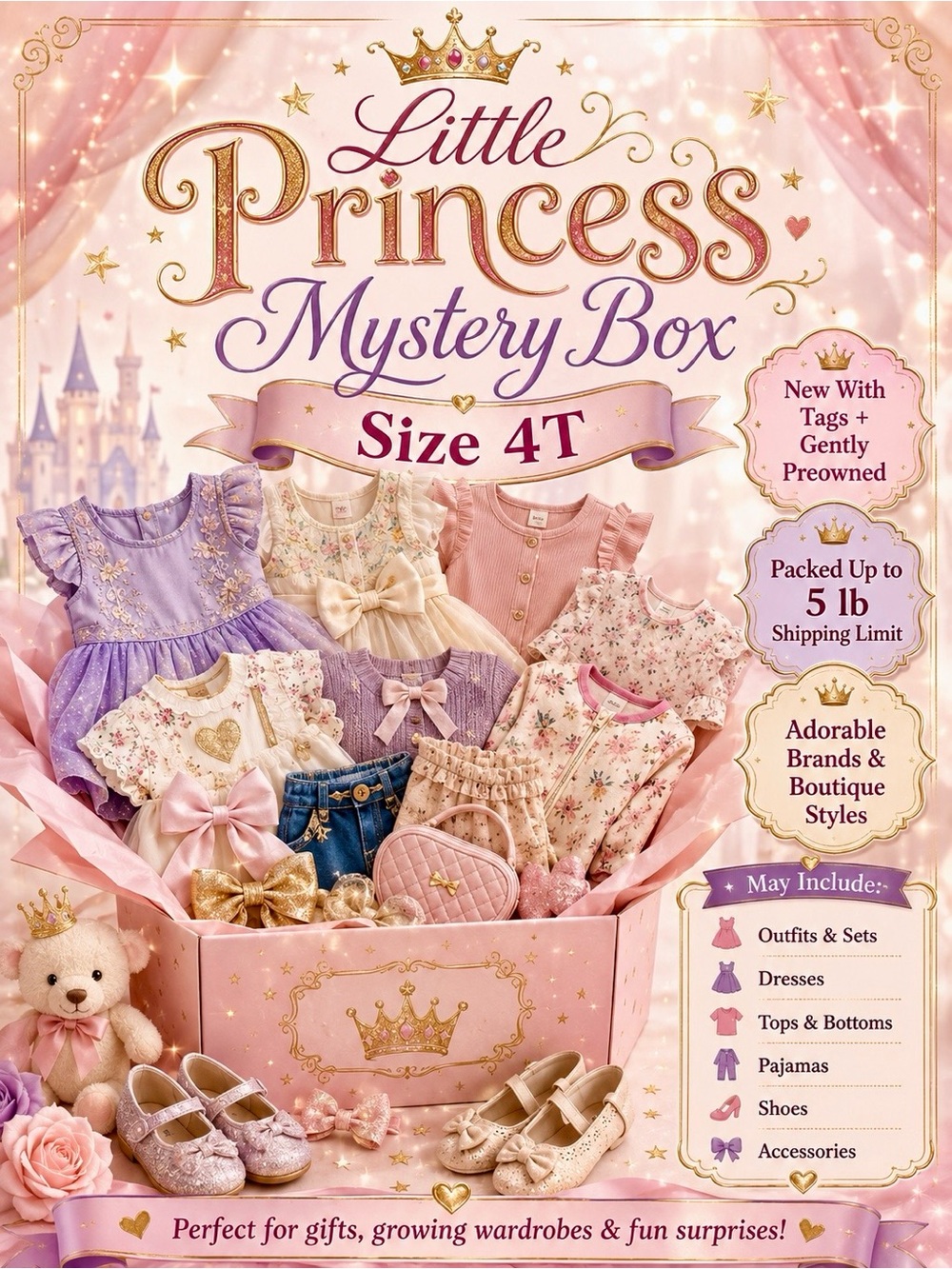 Mystery Box Size 4T - Pink & Purple Girls' Clothing Surprise